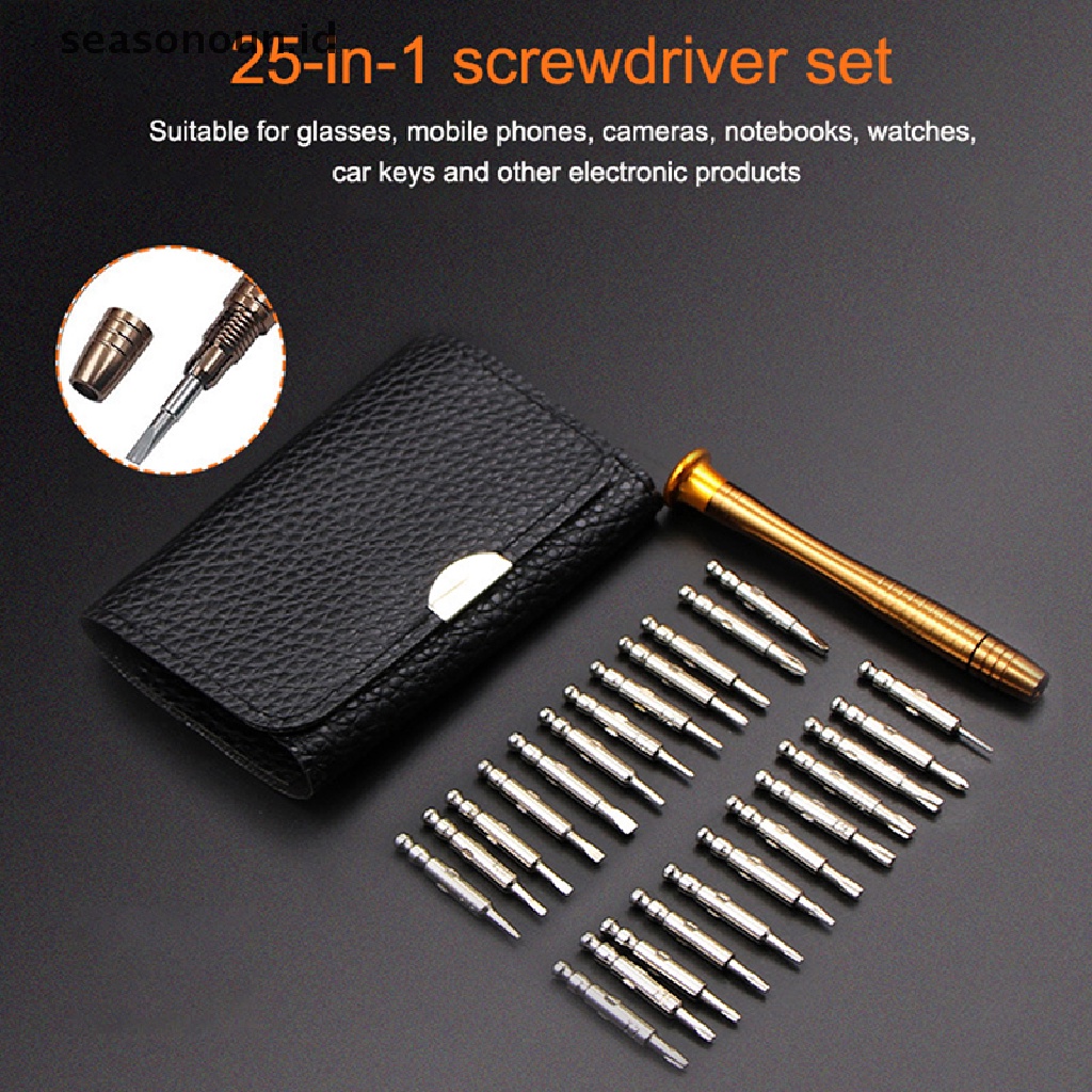 Seasonoun 25in1 Obeng Presisi Mini Magnetic Set Repair Tools Kit Untuk iPhone PC Kamera Jam Tangan.