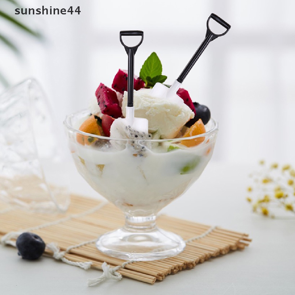 Sunshine 50pcs Sekop Berbentuk Plastik Dessert Es Krim Sekali Pakai Sendok Pesta ID