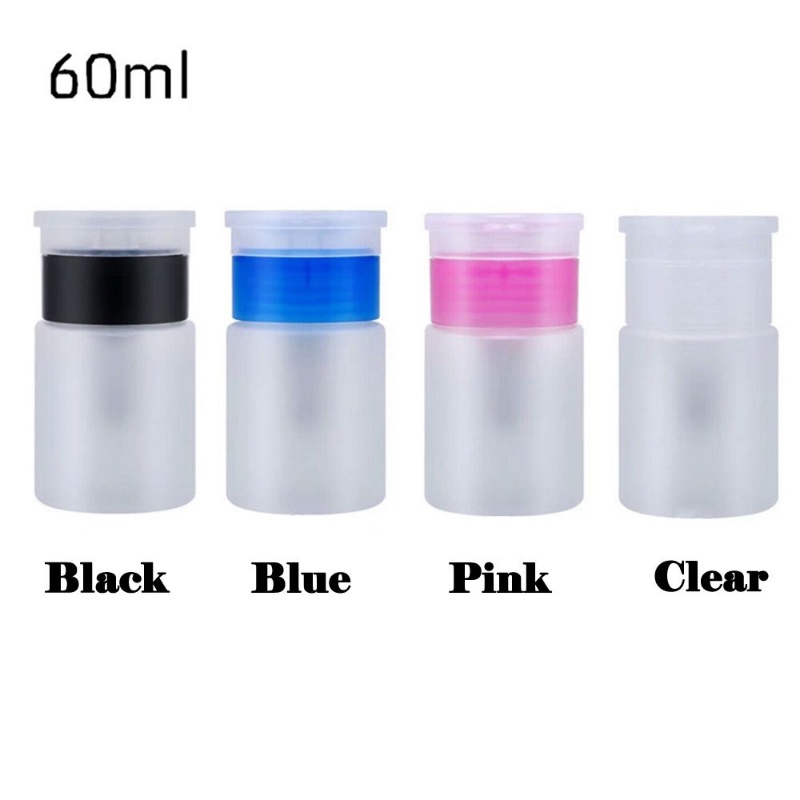 1pc 60ml Portable Nail Polish Remover Press Bottle Dispenser Isi Ulang Botol Kosong Makeup Remover Cleaner Botol Tekanan Penyimpanan Cairan