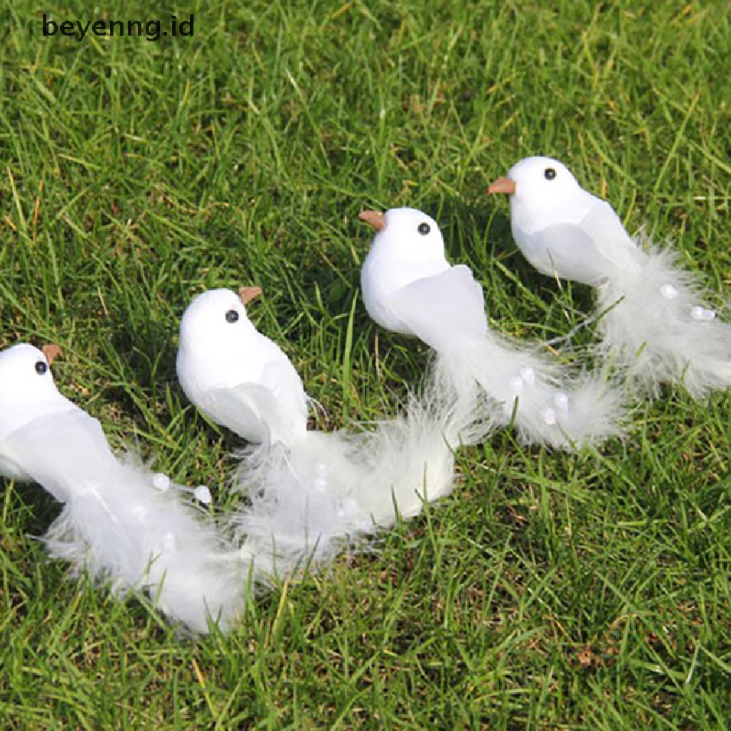 Beyen Decorative Fake Doves White Artificial Foam Feather Wedding Ornament Decor Bird ID