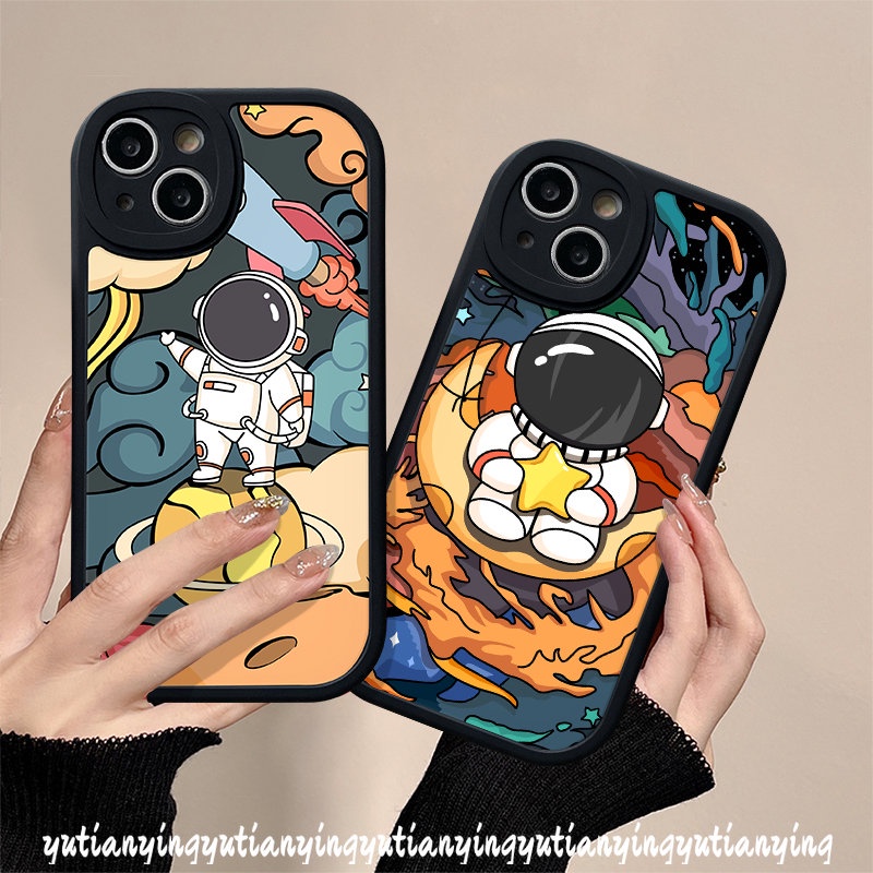 Lensa Oval Kartun NASA Astronot Case Samsung A23 A50s A30s A04s A10s A04 A02s A32 A33 A71 A22 A50 A03 A14 A13 A51 A12 A72 A52s A73 A20s A21s A53 A20 A03s A52 A1 A31 Soft Cover