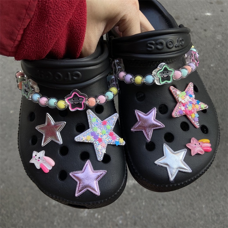 &lt; Bintang &gt; cocs jibbiz diy Shoe accessorie ins Shoe Decoration Sticker croc clog jbbitz Gesper Sepatu Untuk crocs charm pin