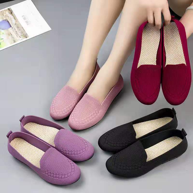 TOPGROSIR “FREE BOX” LV0248 Sepatu Flatshoes Wanita Sepatu Slip On Wanita Tanpa Tali Sepatu Flyknit Wanita Import Fashion