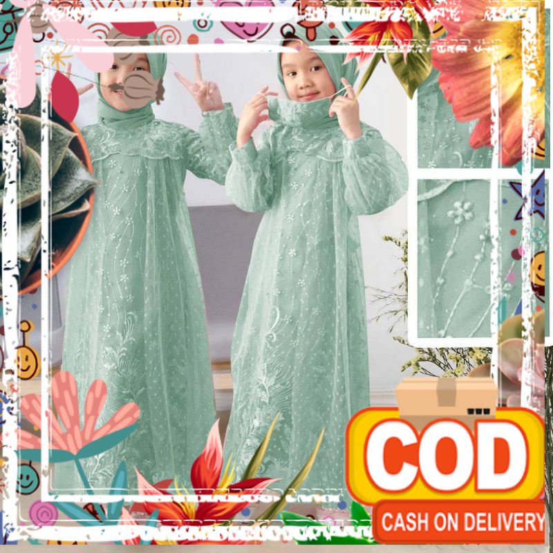 KID LIANA (3-14 TAHUN) GAMIS ANAK PEREMPUAN GAMIS ANAK GAMIS BROKAT FASHION MUSLIM ANAK DRESS ANAK G