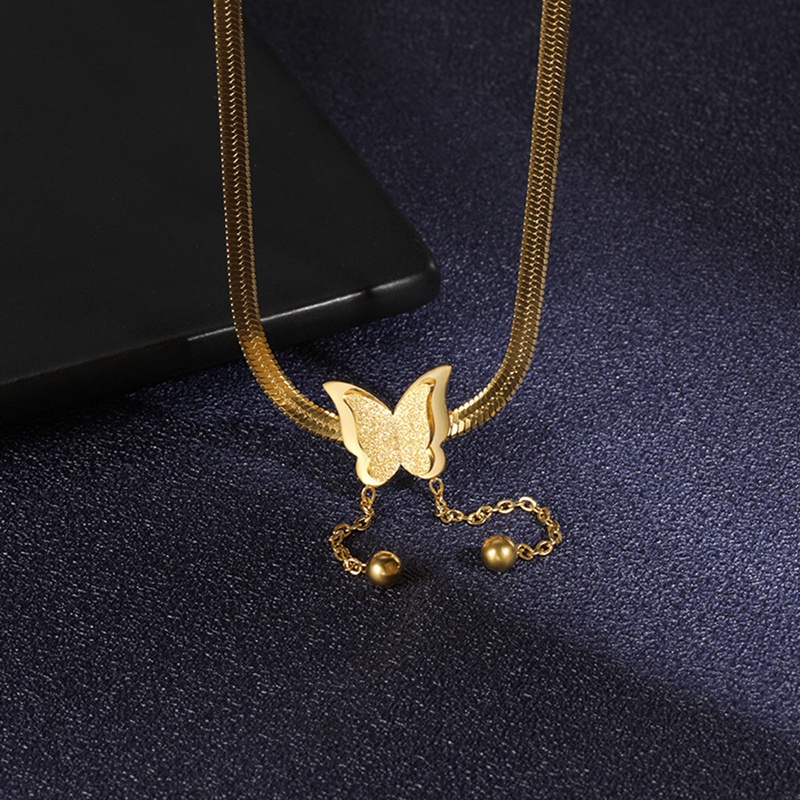 Vintage Kupu-Kupu Kalung Wanita Emas Anti Karat Pisau Rantai Ular Aesthetic Charms Choker Women Jewelry Gift
