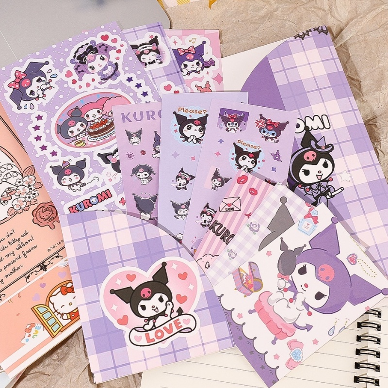 Kartun Kuromi Cinnamoroll Scrapbook Sticker/DIY Handbook Goo Card Decorative Stickers/Sanrio Ledger Decor Alat Tulis Siswa