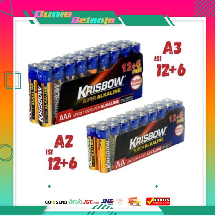 Krisbow baterai/batre AA/AAA isi 12+6 - KRISBOW, AA 12+6 - AA 12+6 - AA 12+6