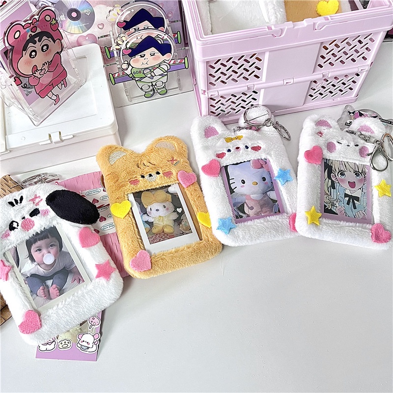 Tempat Photocard Kelinci Mewah Lucu Dengan Gantungan Kunci Pelindung Kartu Kredit ID Bank 3inch Idol Photo Pelindung Case Alat Tulis Siswa