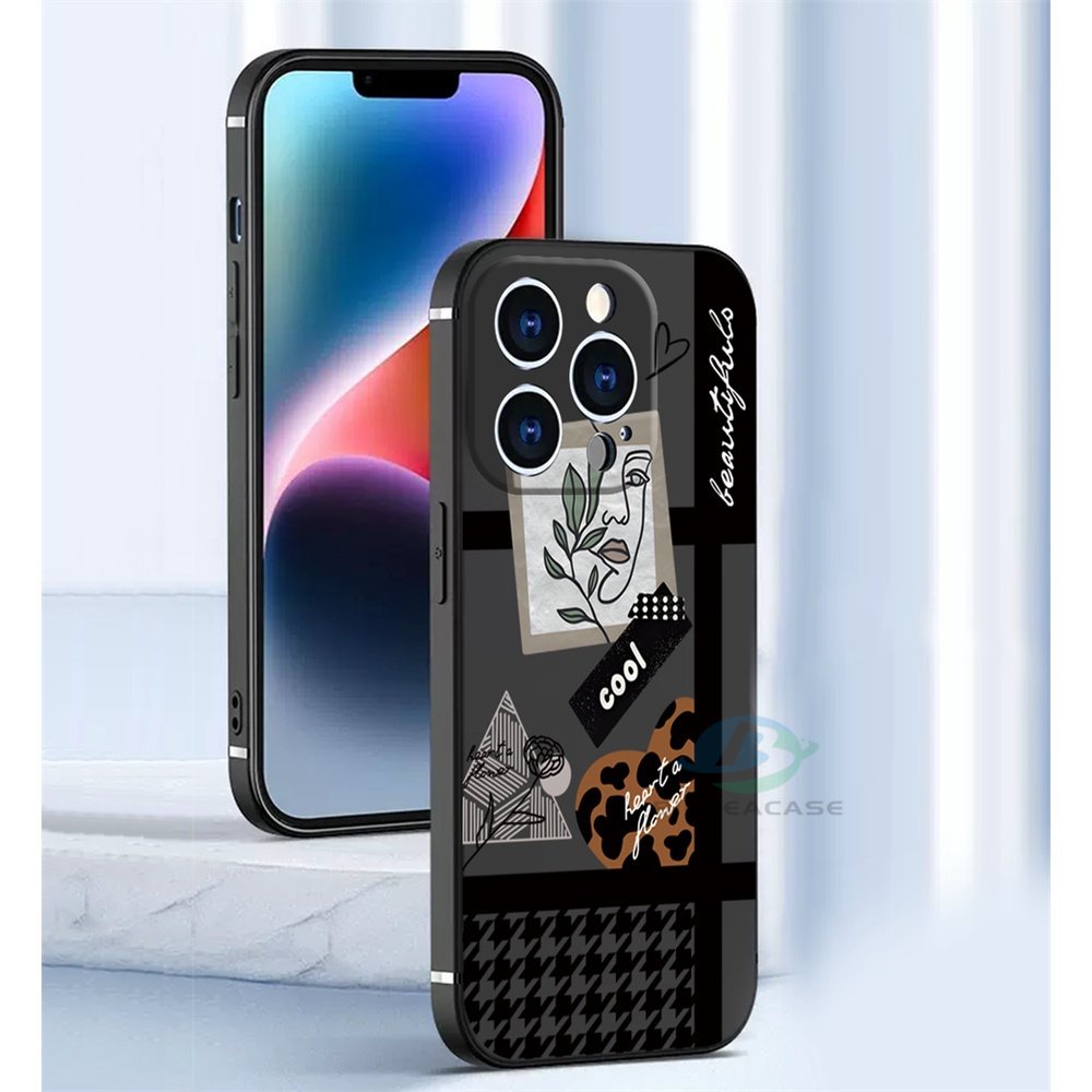 Redmi Note 12 11S 11 Pro Redmi 10C 10A 9C 9T Note10 5G Note 10S Note 9s Poco M3 Pro X3 Pro NFC Houndstooth Dan Leopard Print Hati Silikon Lembut Casing Ponsel Binteacase