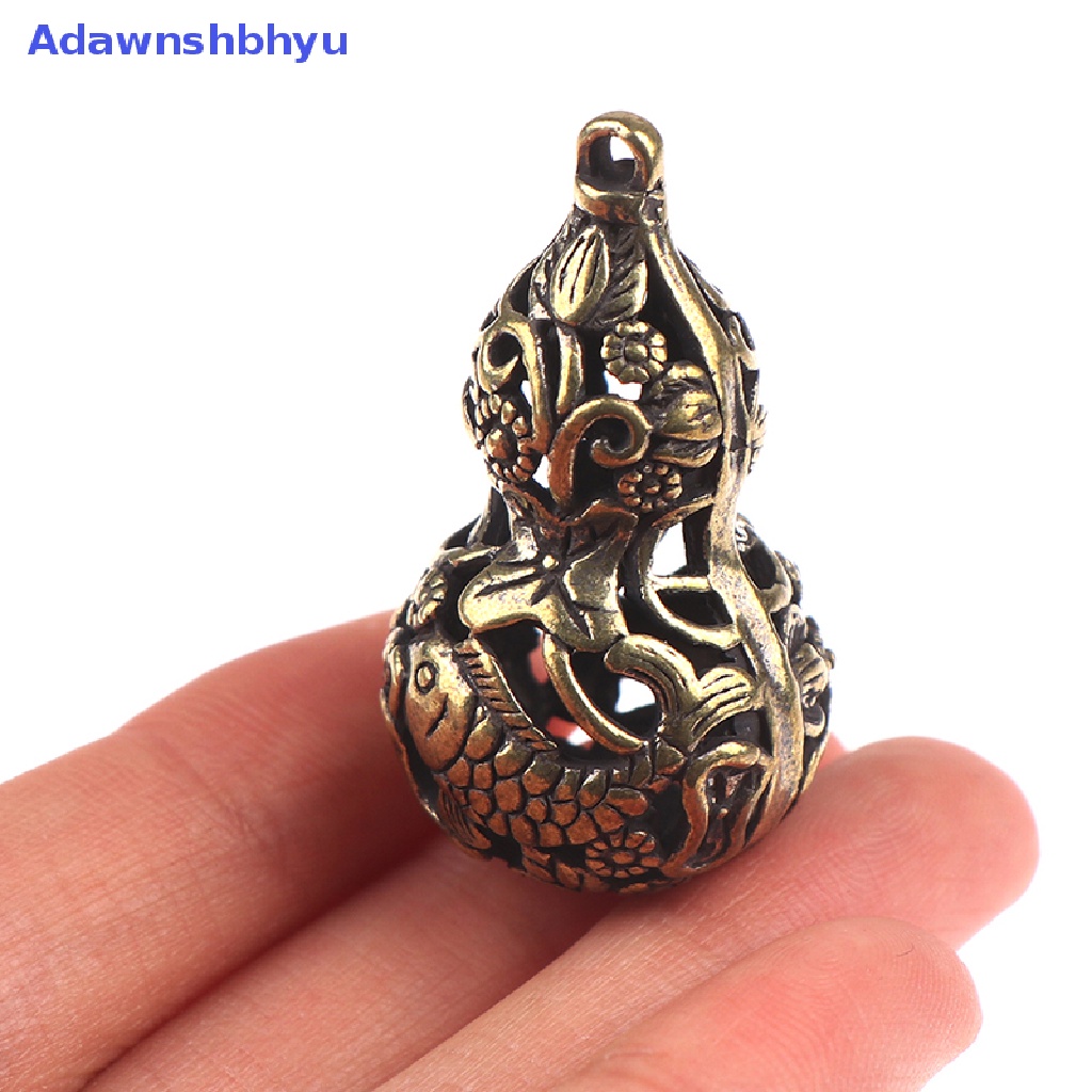 Adhyu Retro Brass Hollow Gourd Chinese Traditional DIY Key Chain Lucky Pendant ID