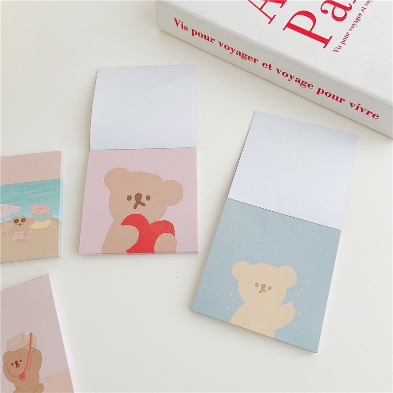 Kartun Beruang Stickless Sticky Note Tangan Akun Buku Bahan Hias Memo Paper