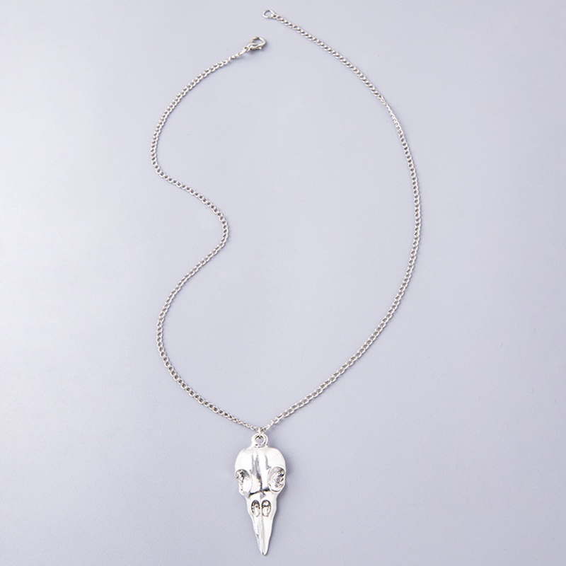 Hot Selling Mode Novelty Stereo Crow Head Skull Pendant Kalung Rantai Hadiah Natal