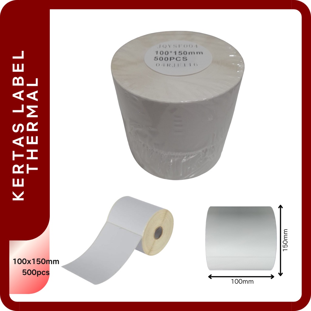 

Kertas Thermal A6 100x150 Resi Label Sticker Dus Roll Printer Barcode