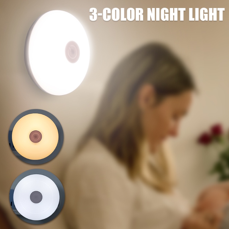 Multi-fungsi 3mode Kamar Tidur Lucu Mini Push-button Type LED Bayi Lampu Malam USB Charging Lamp Bentuk Bulat Pelindung Mata Membaca Lampu Hias