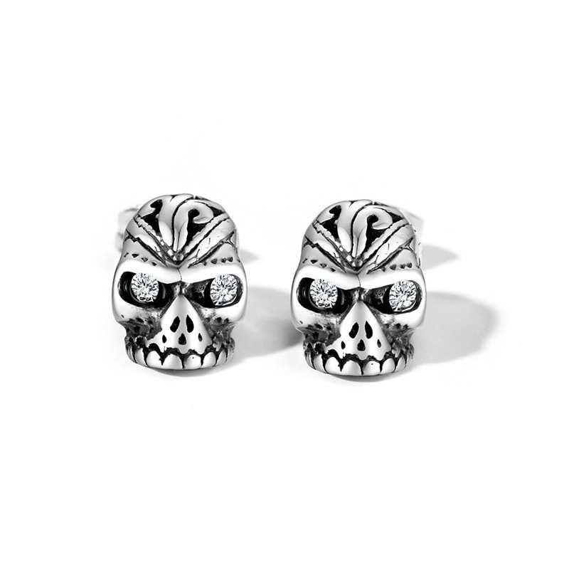 Vintage Punk Fashion Pria Anti Karat Anting Tengkorak Hip-hop Anting Pesta Hip-hop Perhiasan Aksesoris