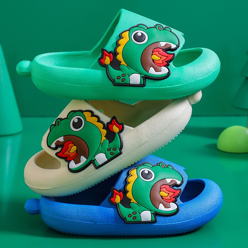 SHOEGALLERY LV0223 Sandal Anak Anak Import  Selop Karet Motif Dino Samping Import/Sandal Selop Rumahan