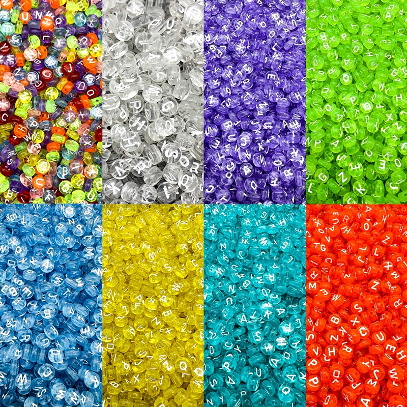 100pcs/pack 4x7mm Warna-Warni Transparan Akrilik A-Z Campuran Alfabet Manik-Manik Untuk Perhiasan DIY Gelang Kalung Membuat Aksesoris