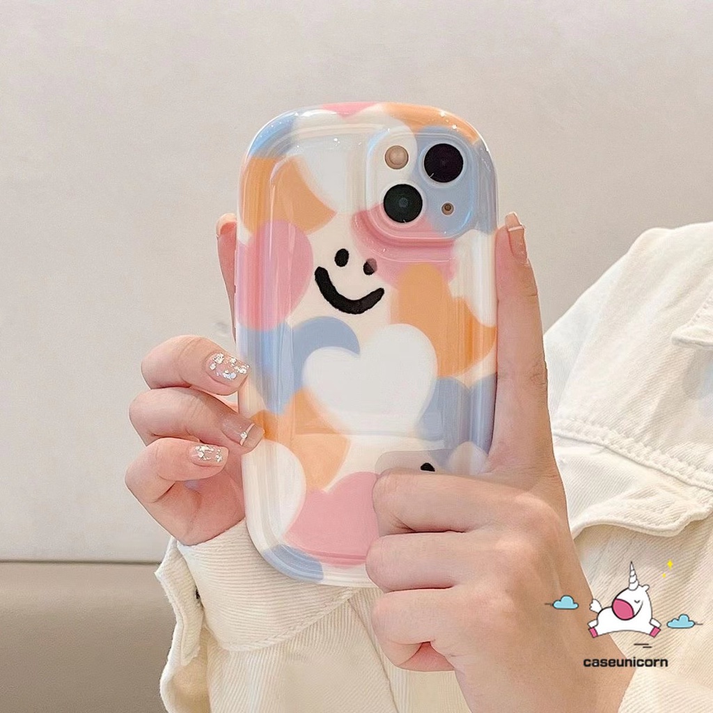 Realme C15 C35 C55 C30 C30s C53 C17 C25Y C25 C21Y C11 5 7i 9i 6i 5i 5s C3 C33 C20A C12 C25s C20 C2 C1 Warna Warni Love Heart Kartun Smiley Airbag Shockproof Soft Air Cushion Case