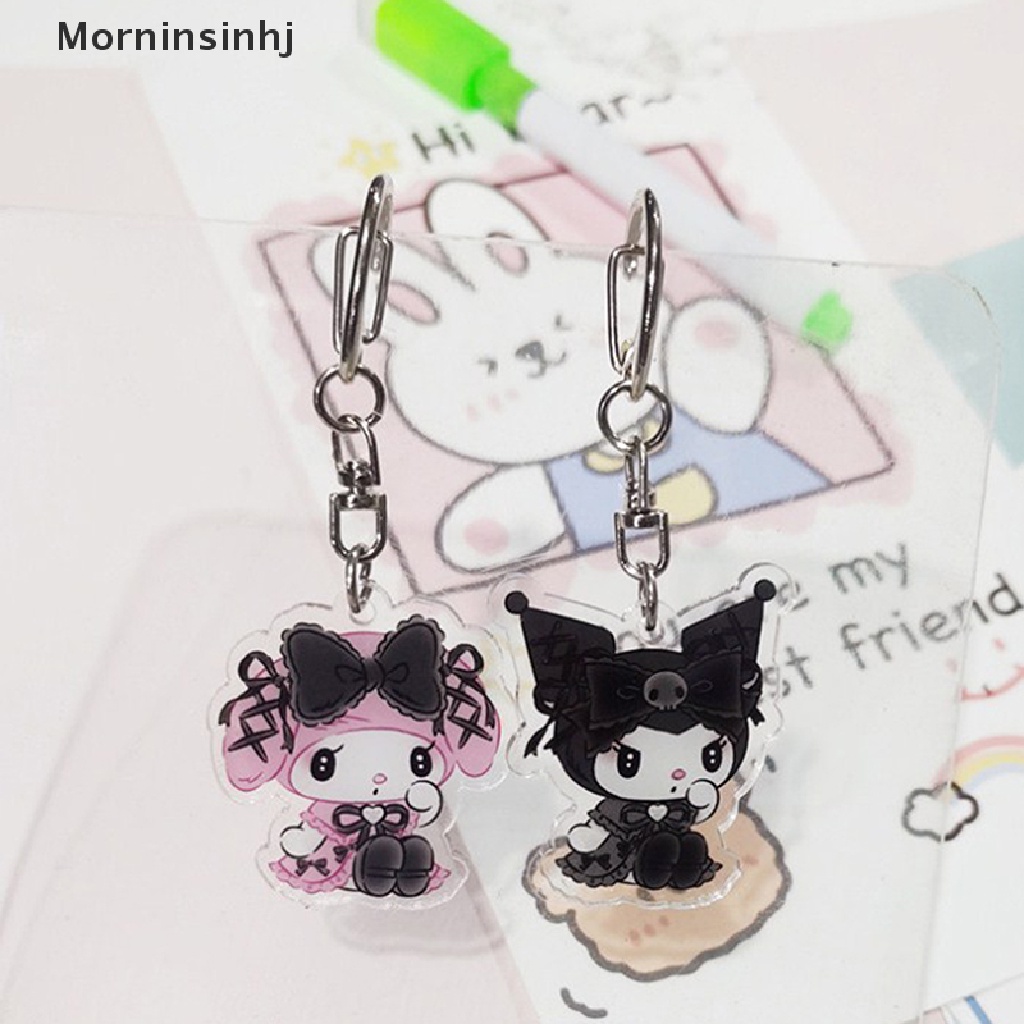 Mornin Sanrioed Lucu Kawaii Kartun Kuromi My Melody Angin Gelap Akrilik Tas Liontin Couple Gantungan Kunci Akrilik Pendant id