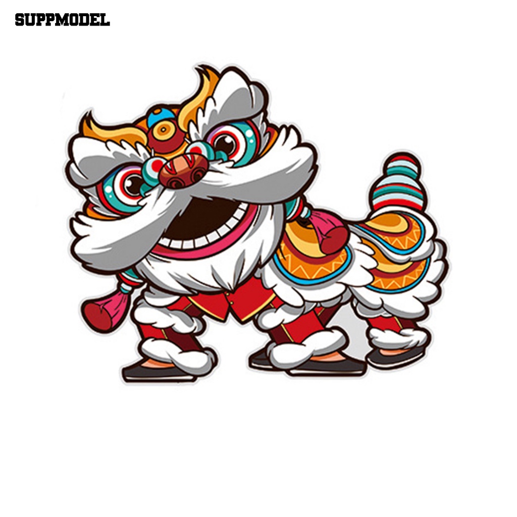 Suppmodel Stiker Dekoratif Ramah Lingkungan Untuk ATV Pasang Nasional Lion Dance Stiker Mobil Pola Indah