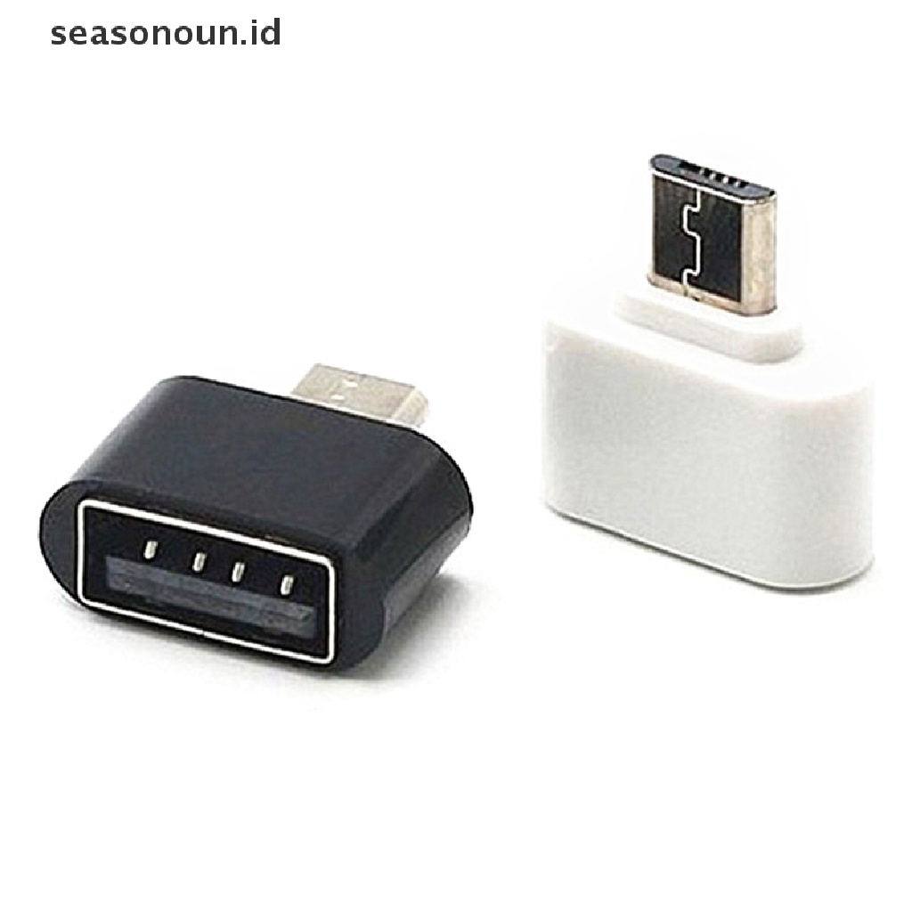 Seasonoun Male Micro USB B OTG to Female USB Tipe A Adapter On The Go Black Untuk Smartphone Tablet Android Samsung Xiaomi.