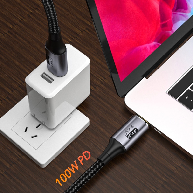 Usb 4kabel Thunderbolt 3kabel PD 100W 5A Fast Charging USB Tipe C to USB-C 8K @ 60Hz 40Gbps SSD Kabel Transfer Data