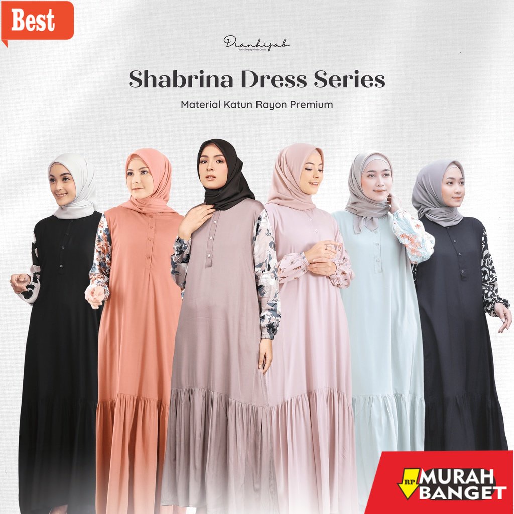 Tren baju lebaran wanita 2023- Gamis Homey Dress Dewasa SHABRINA SERIES By Dian Hijab - Bahan Katun 