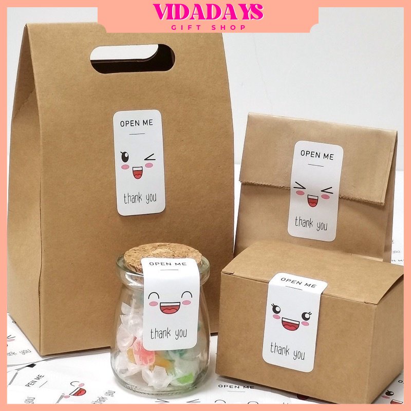 

VIDADAYS [25Pcs/Pack] Sticker Label Segel Open Me Thank You Emoticon / Stiker Pengiriman Online Shop