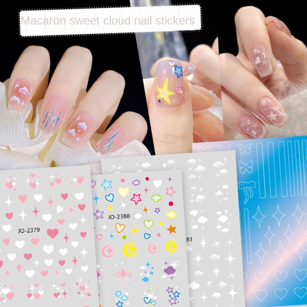 Mxbeauty Stiker Kuku Hati Wanita Perekat Diri Ikatan Simpul Bintang Awan Hiasan Kuku