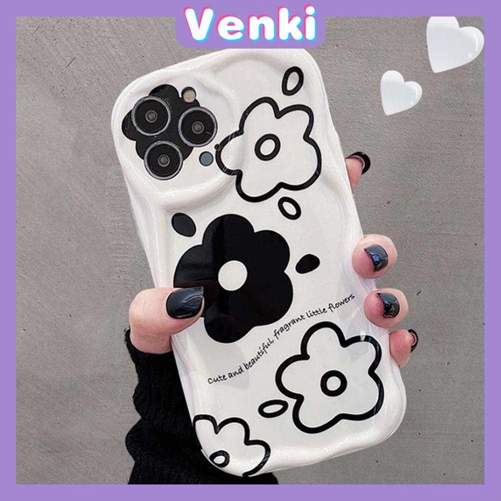 Case iPhone 11 Pro Max TPU Soft Case Glossy White Curved Wave Case Cute Flowers Camera Protection Shockproof For iPhone 14 13 12 11 Plus Pro Max 7 Plus X XR