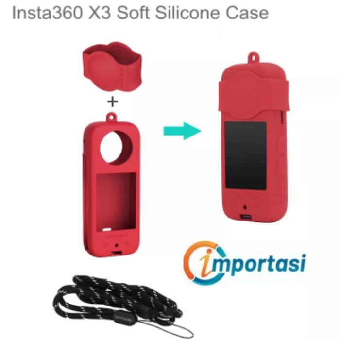 SUNNYLIFE INSTA360 X3 Silicone Body Lanyard Lens Cap Protective Case