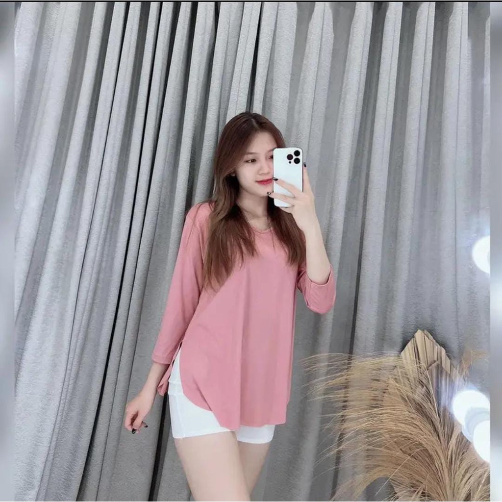 Kaos Oversize Lengan 7/8 Kaos Wanita Atasan Wanita SpandeK Apps