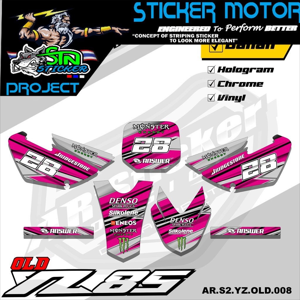 Yz85 Stiker Striping Motor TRAIL YZ85 OLD/LAMA - Stiker Trail Bebek Yz 85 Lama Variasi Hologram AR.S