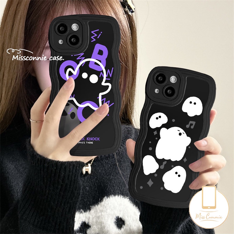 Casing Frame Bergelombang Untuk OPPO A95 A16 A15 A78 A17 A96 A53 A52 A5s A16K A57 A77s A1k A5 A16s A12 A54 A74 A55 A17K A3s A9 A76 A7 Reno 8T 8Z 7Z 8 7 6 A77 Soft Tpu Lucu Sarung Hitam Ghost