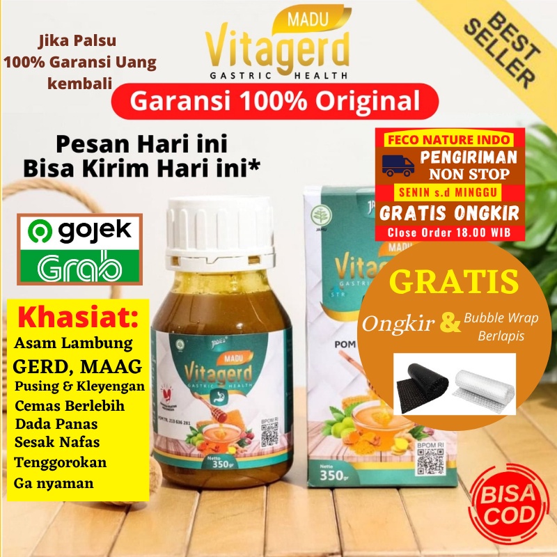 Madu Vitagerd Herbal Asli Obat Asam Lambung Maag Mah Magh GERD Kronis Masalah Pencernaan Nyeri Dada Ulu Hati Dada Pnas Terbakar 100% Original BPOM Garansi Uang Kembali GARANSI ASLI