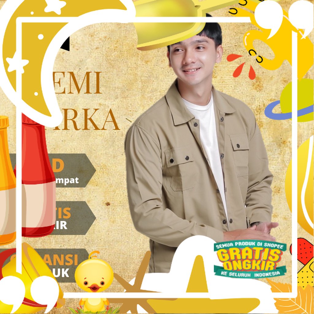 Jaket Cowok Semi Parka Pria Polos Canvas Ukuran M L XL XXL/ hitam oren ungu tosca khaki