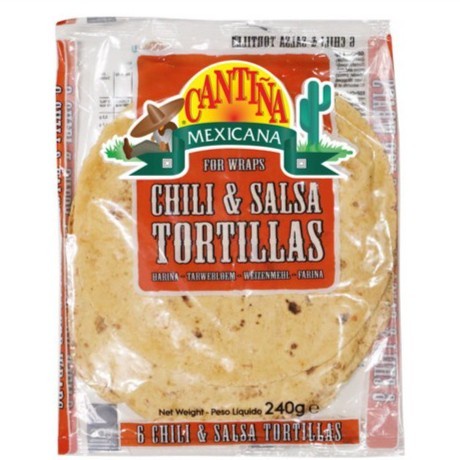 

Kulit Kebab Cantina Mexicana Chili & Salsa Tortillas isi 6pcs Uk 20cm