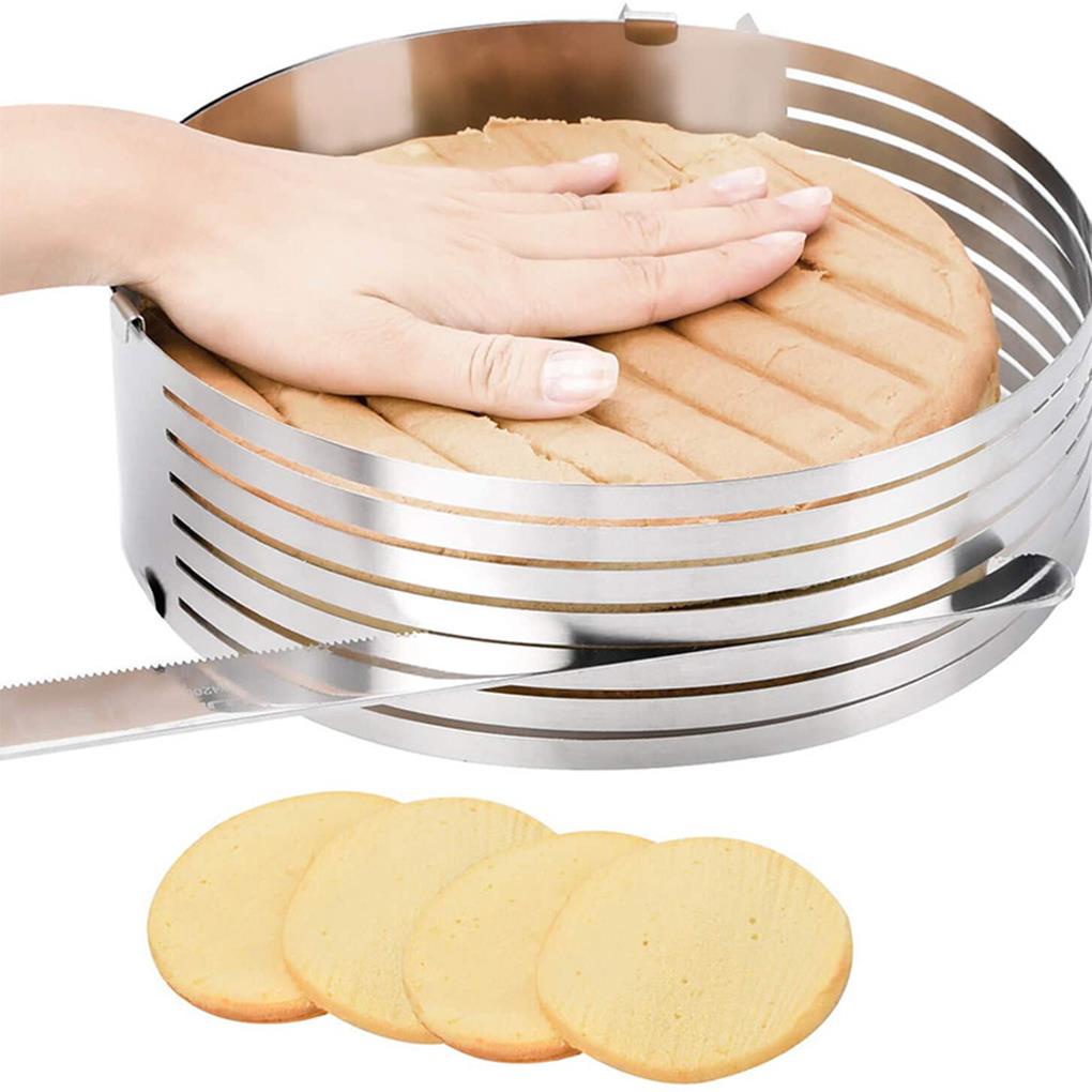 2pcs Layers Round Bread Cake Retractable Circular Slicing Slicer Aksesori Rakitan Sendiri Cincin Mousse Cetakan Dekorasi