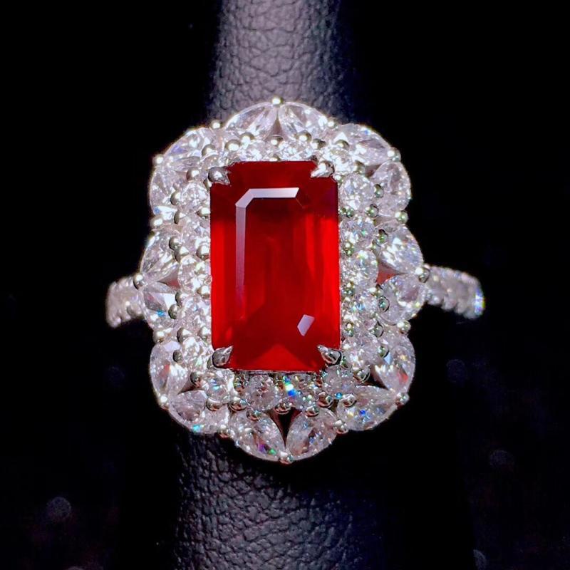 Goldkingdom Aksesoris Perhiasan Fashion Ready Stock Mewah Putri Merpati Darah Ruby Cincin Berlian Set Cincin Perhiasan Mewah Warna Warni