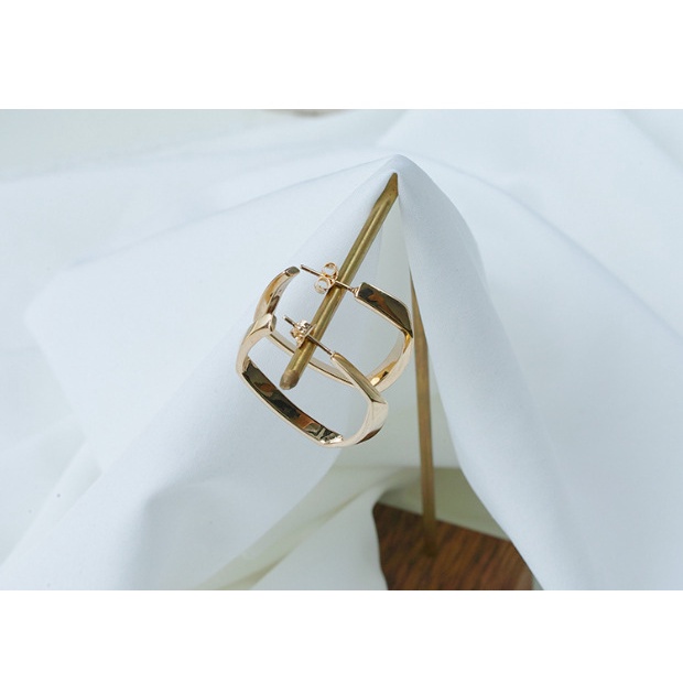 Goldkingdom Aksesoris Perhiasan Fashion Ready Stock Anting Prancis Baru Anting Geometris Berlebihan Untuk Wanita.