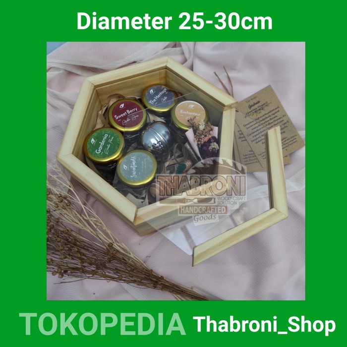 

⭐BISA COD⭐ Gift Box Kayu Segi 6 Kotak Hampers Kayu Hexagonal Kotak Mahar Kotak Se - Coklat rustic