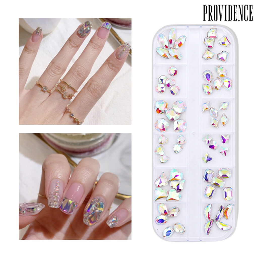 Providence 1kotak Manicure Decor Tiga Dimensi Indah Halus Mudah Diterapkan Bersinar DIY Mini Tajam Kuku Bawah Berlian Imitasi Aksesoris Toko Manikur