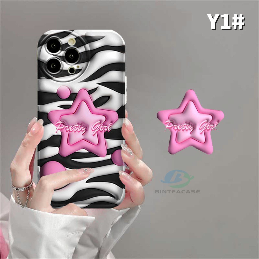 Casing hp Samsung A14 A04 A04S A13 A03S A12 A52 A52S A21S A50 A50S A30S A20 A10S A10 A11 J7 Prime J7 Pro J6Prime Zebra Motif Pink Bintang Pink Hati Silikon Airbag Case Binteacase