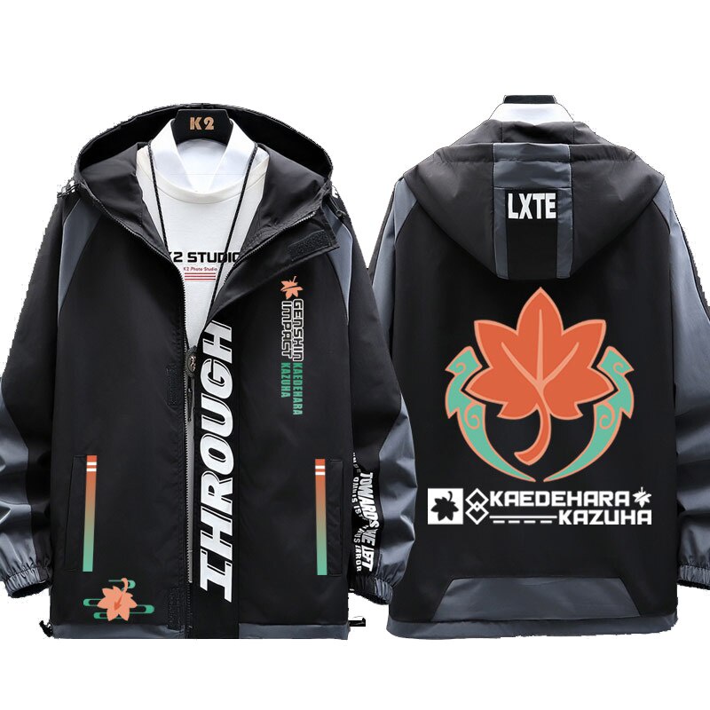 jaket Kaedehara Kazuha Anime Hoodies Unisex Autumn Zipper Jacket Oversize Genshin Impact Cosplay Swe