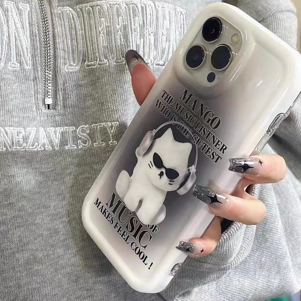 IPHONE Casing Ponsel Lembut Kucing Keren Kompatibel Untuk Iphone14 13 11 12 Pro XS Max X Xr7 +8 Plus Casing TPU Silikon Shockproof Cover