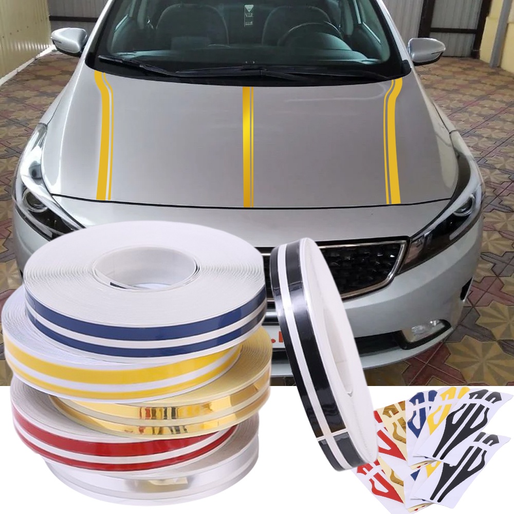 1set Warna Solid Body Mobil Decal Multicolor Vinyl PinStripe Stiker Garis Ganda Steamline Tape Auto Styling Aksesoris Motor DIY Dekorasi