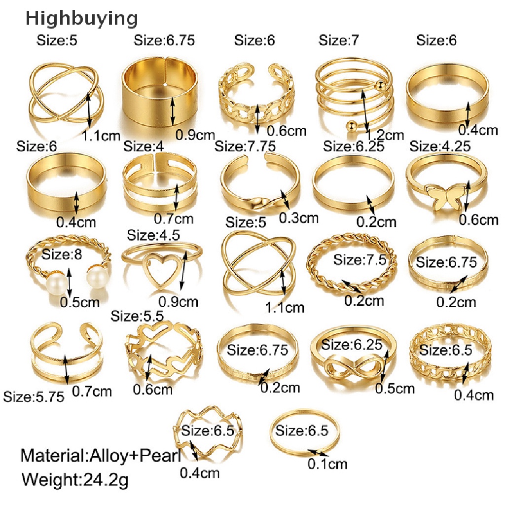 Hbid 22pcs Set Cincin Vintage Hollow Hati Kupu-Kupu Set Untuk Wanita Bahan Metal Warna Perak Bentuk Spiral Geometris Cincin rendy Jewelry Glory