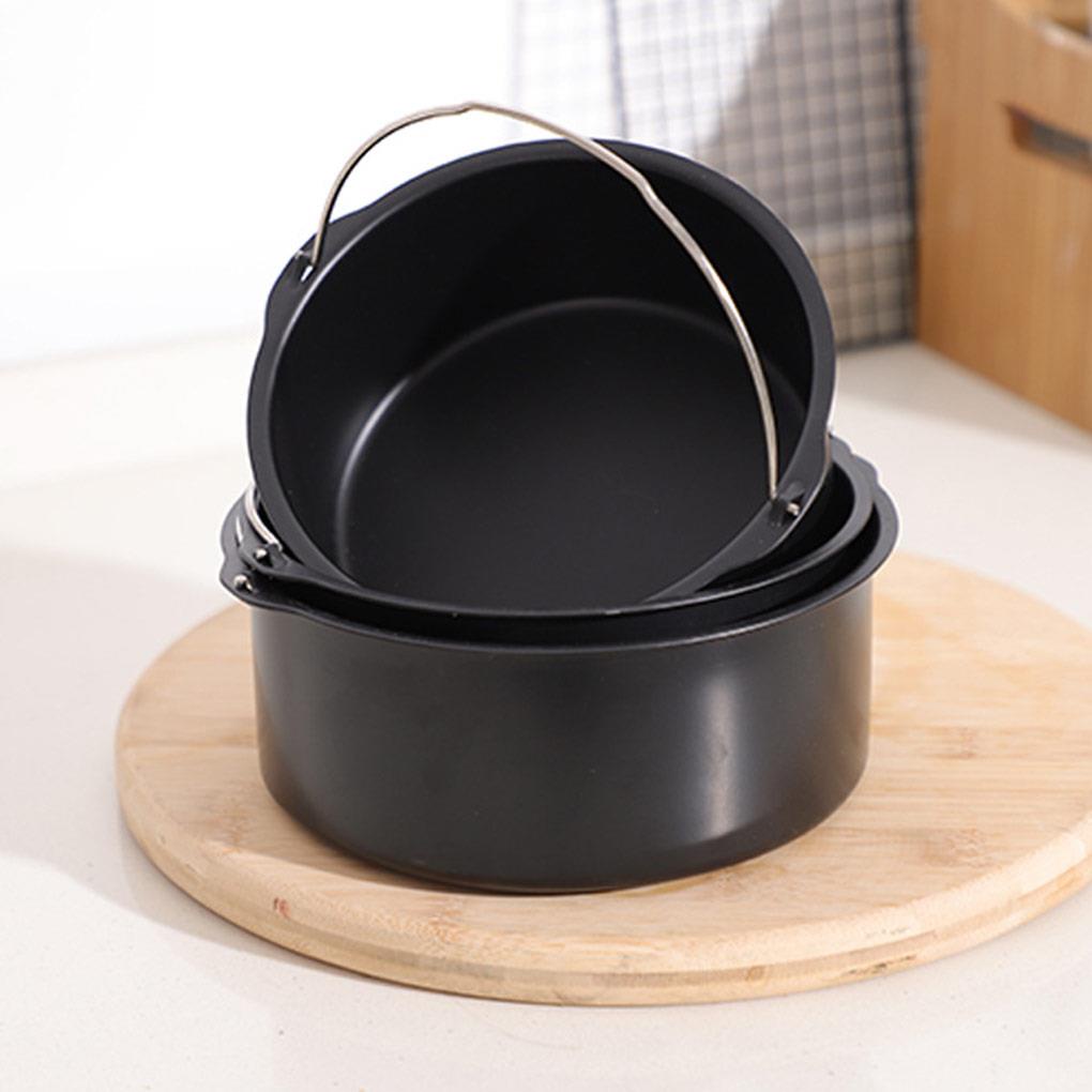 Cake Tray Waterproof Air Fryer Basket Baking Dish Pan Baja Karbon Aksesoris Dapur Baking Basket Dengan Pegangan