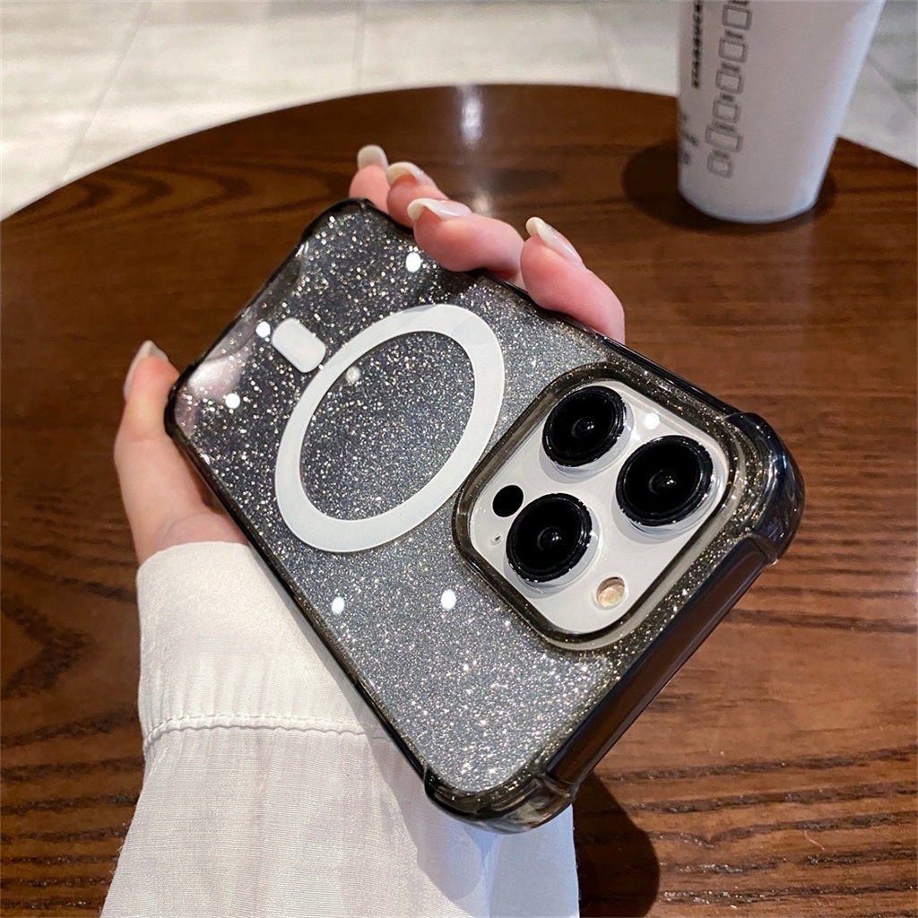 Casing Cincin Magnet flash Mewah Iphone13 12 Pro Max case iPhone 14 Pro Max Plus 14 Promax case Transparan Dan Jernih, Sepenuhnya Tertutup Perlindungan shockproof hard back cover