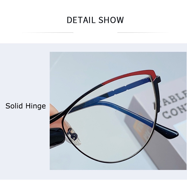 Kualitas Tinggi Mata Kucing Blue Light Blocking Eyeglasses Vintage Metal Frame Untuk Wanita Pria